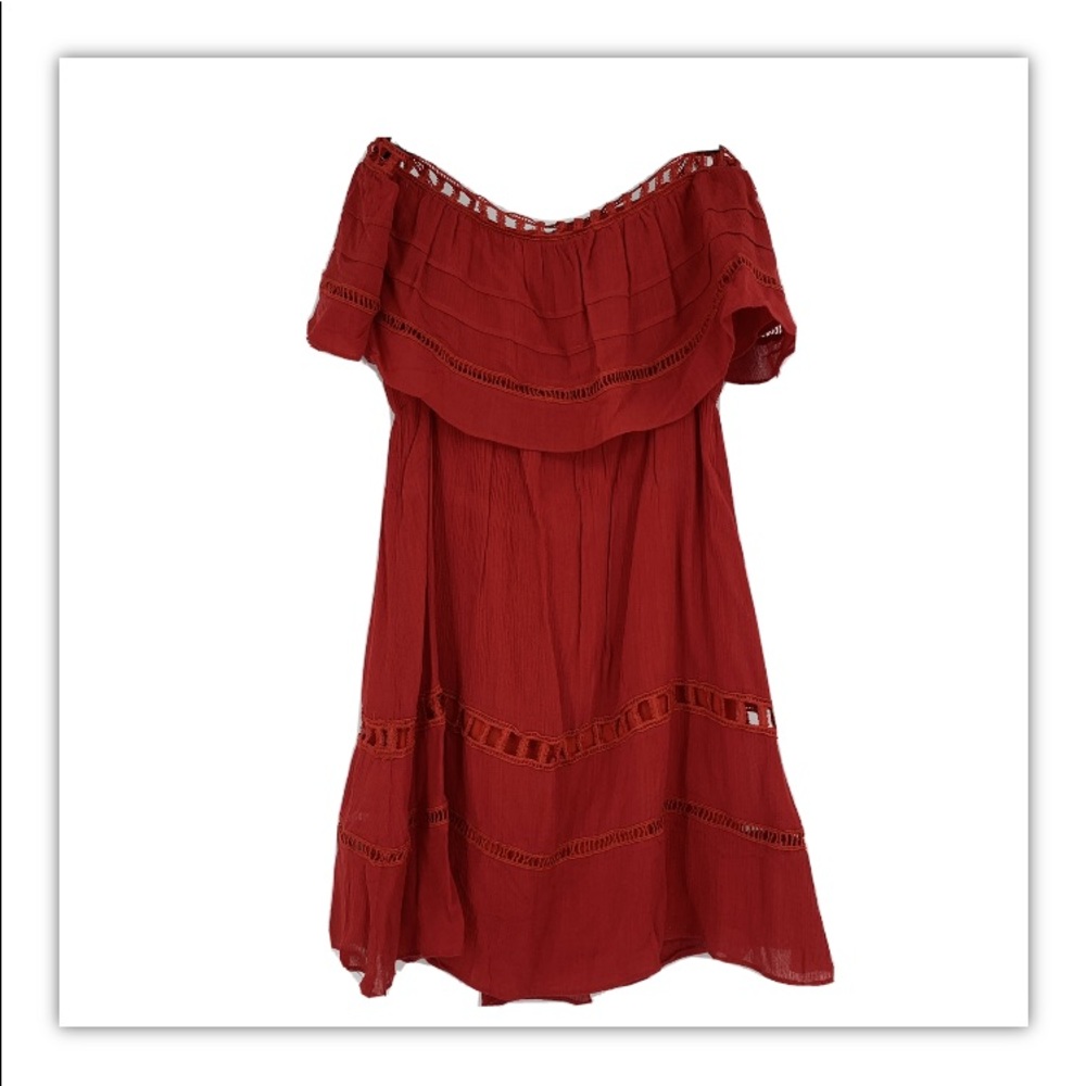 White fox boutique red off shoulder dress 9118